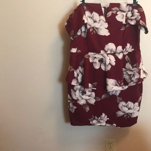 Peplum burgundy dress